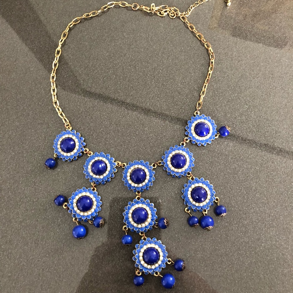 Glam blue and gold necklace